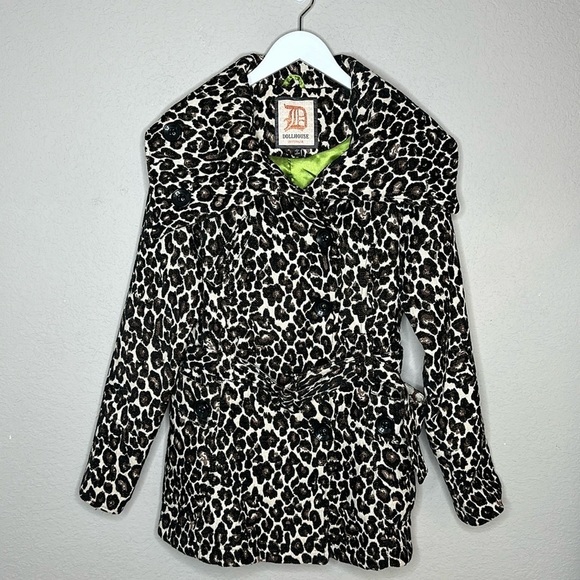 Dollhouse Hooded Cheetah Print Coat Size Large - Picture 1 of 15